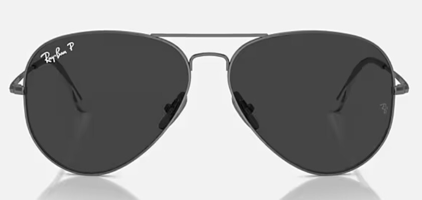 Pre-owned Ray Ban Ray-ban Rb8089 Titanium Aviator Polished Gunmetal / Black Polarized Size 62