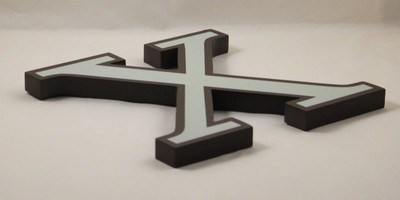 Restoration Hardware Decorative Wall Letter X Mint Green Brown Wood Large 9 Inch