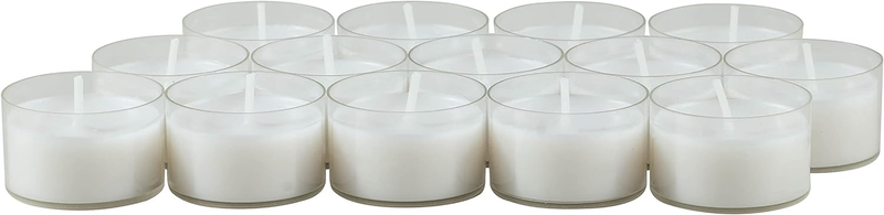 Bulk 96 Pack Unscented Smokeless Long Burning Clear Cup Tea Light Candles with 6