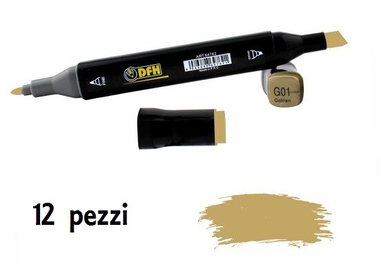 Set 12 Pz Pennarelli Doppia Punta Scuola Disegno Colore G01 Oro dfh
