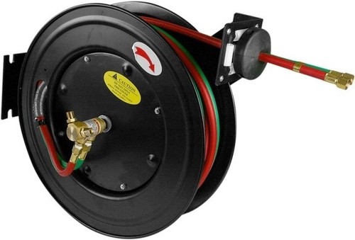 50 Foot Retractable Wind Up Twin Line Gas Welding Hose Reel 