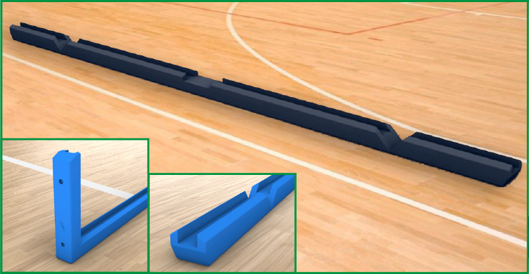 (05)PROTEZIONE A U PER TABELLONE BASKET SECONDO NORME FIBA DA APPLICARE CON VITI