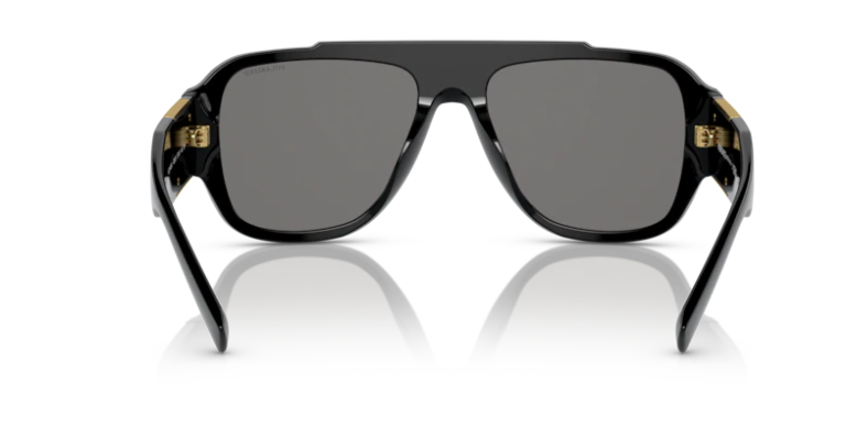 Pre-owned Versace 0ve4436u Gb1/81 Black/dark Grey Polarized Soft Square Men's Sunglasses In Gray