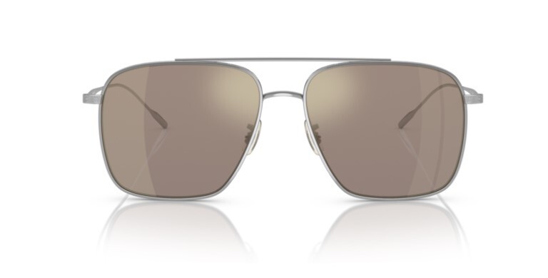Pre-owned Oliver Peoples 0ov1320st Dresner 50365d Silver/chrome Taupe Unisex Sunglasses In Chrome Taupe Brown