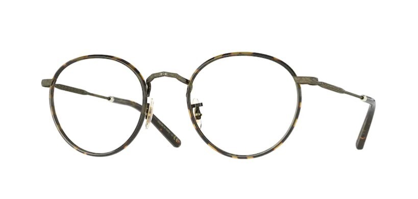 Pre-owned Oliver Peoples 0ov1308 Carling 5284 Antique Gold/dtb Gold Round Eyeglasses In Clear