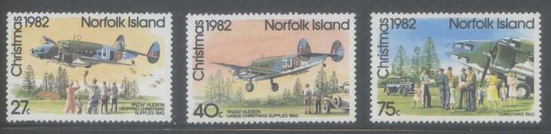 Norfolk 1982 Mnh** Wwii/Aircraft/Lockheed Hudson/Airfield/Aviation/Transport 3v 