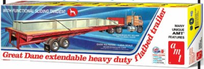 AMT Heavy Duty Flatbed Trailer 1/25 1111 Plastic Model Kit Truck Big Rig