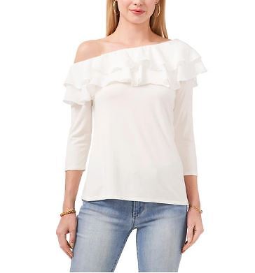 

Топ на одно плечо с рюшами Vince Camuto, цвет слоновой кости, размер, New ivory, 9131614
