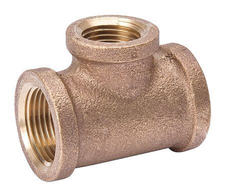 Zoro Select 2Cfh4 Red Brass Reducing Tee, Fnpt, 1" X 1" X 1/2" Pipe Size