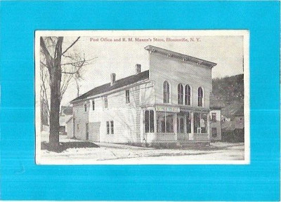 Vintage Postcard-Post Office and R.M. Maxon's Store, Bloomville, NY.