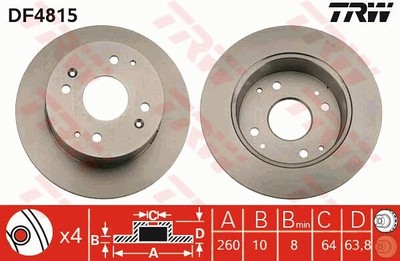 2x Bremsscheibe Hinterachse Voll lackiert schwarz DF4815 für Honda Accord 6