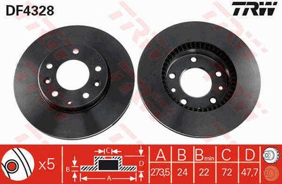 BREMSSCHEIBEN SATZ PAAR VORNE TRW DF4328 2PCS I NEU OE QUALITÄT