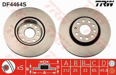 BREMSSCHEIBEN SATZ PAAR VORNE TRW DF4464S 2PCS G NEU OE QUALITÄT