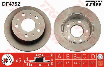 BREMSSCHEIBEN SATZ PAAR HINTEN TRW DF4752 2PCS P NEU OE QUALITÄT