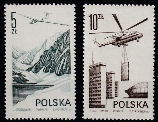 Polen postfris 1976 MNH 2437-2438 - Vliegtuigen / Airplanes