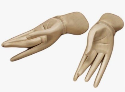 Pair of Reclining Wooden Hands - Approx 7.5 Inches in Length, Hand Carved