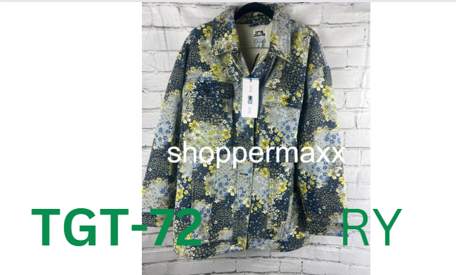 Women's Denim Floral Print Faux Shearling Jacket-Future Collective with Reese, M