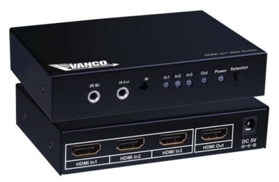 3x1 HDMI Switch w/ IR 4K/2K Vanco # 280711
