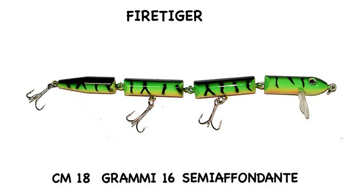 PINOCCHIO TIELING AGUGLIA SNODATA 16 GR FIRE TIGER 18 CM SPINNING PESCE SERRA
