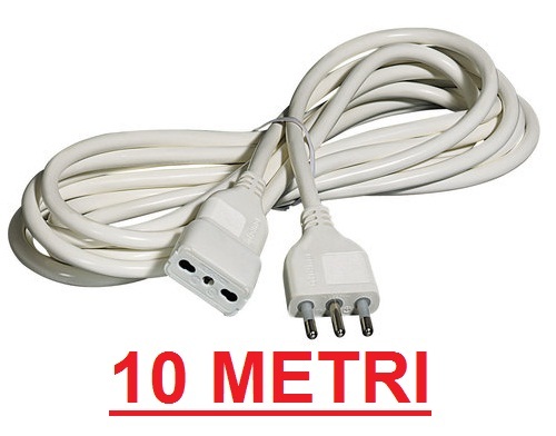 Prolunga Corrente Elettrica Cavo 10 Metri 220v Bipasso Spina Italiana Presa moc