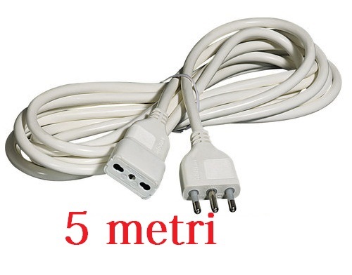 Prolunga Corrente Elettrica Cavo 5 Metri 220v Bipasso Spina Italiana Presa moc
