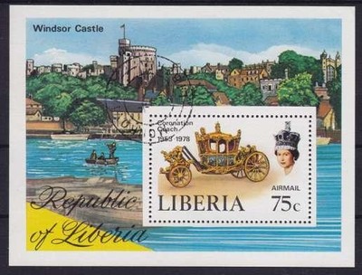 Liberia Kutsche Royal Winsor Schloß Castle Block 1978, Queen