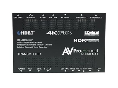 AVPro Edge AC-EX70-444-KIT 4K60 4x4x4 HDR HDBaseT Extender (Tx/Rx) Kit