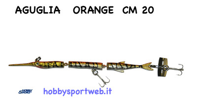 AGUGLIA SNODATA PINOCCHIO  CM 20 ESCA ARTIFICIALE COL ORANGE SPINNING