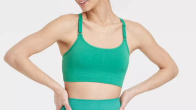 Women's Seamless Medium Support Cami Sports Bra - All In Motion Green L