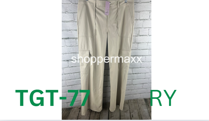 Women's High-Rise Straight Leg Faux Leather Cargo Pants-Wild Fable, Light Beige