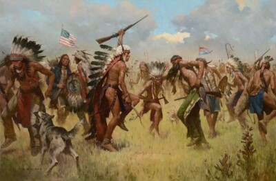 Z.S. LIANG  '' Charge of Crazy Horse on Fort Laramie '' LE Giclee Canvas ART MW