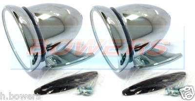 PAIR OF CHROME BULLET TORPEDO EXTERIOR WING DOOR MIRRORS CLASSIC VINTAGE CAR