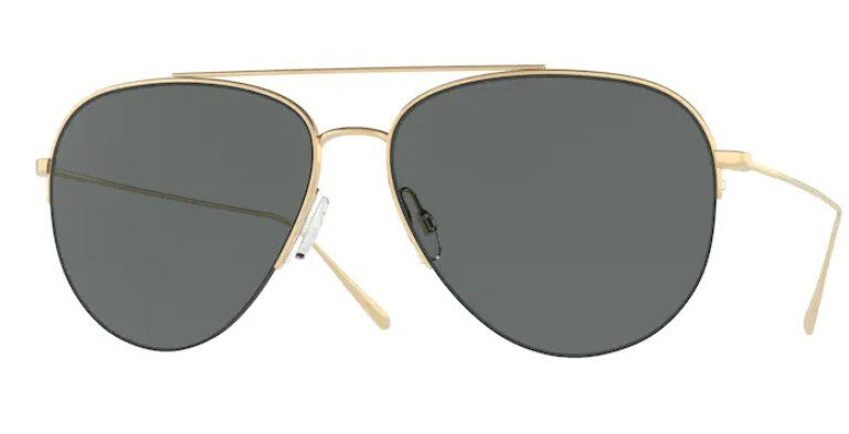 Pre-owned Oliver Peoples 0ov1303st Cleamons 529281 Gold Polarized Pilot Unisex Sunglasses In Gray Polar