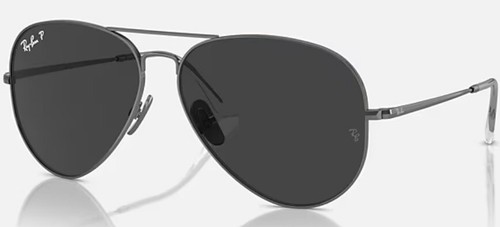 Pre-owned Ray Ban Ray-ban Rb8089 Titanium Aviator Polished Gunmetal / Black Polarized Size 62