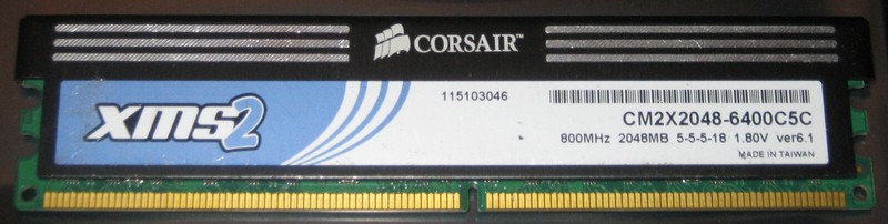 2gb Corsair Xms2 Ddr2 Ram 800mhz Pc2-6400u Cl5 Cm2x2048-6400c5c Ver6.1 Top