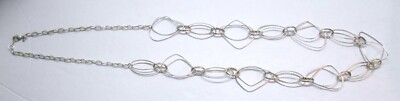 New Old Stock Premier Designs Jewelry Necklace Silver Geometric Chain 20'' In Box