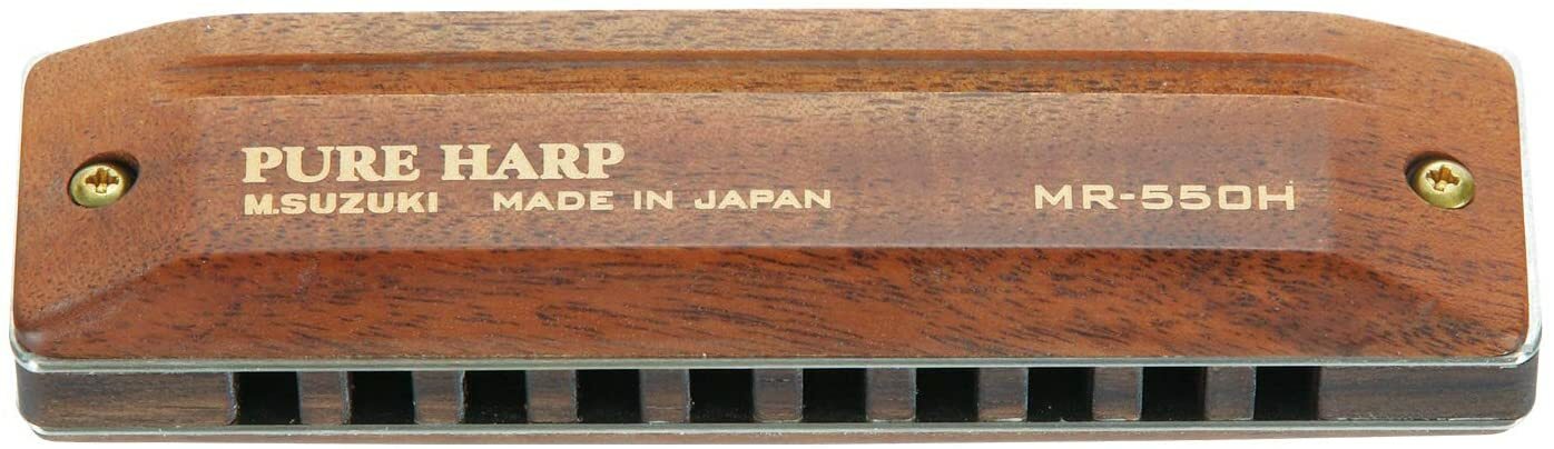 SUZUKI 10-hole Harmonica PURE HARP MR-550H B Flat Wood Cover