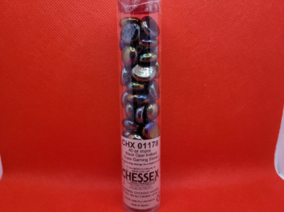 Black Opal Iridized Chessex Glass Gaming Stones. 40 Stones. 01178 B3G1 Free!