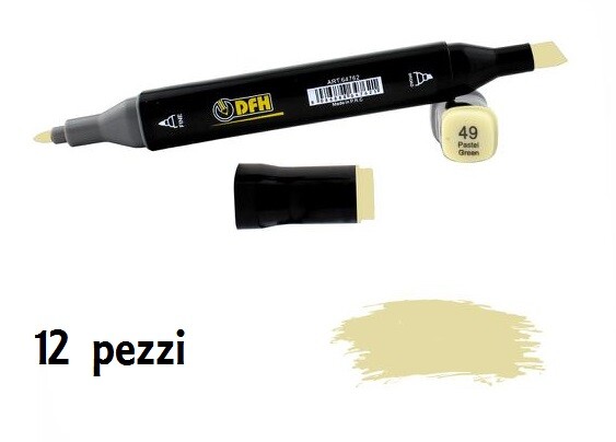 Set 12 Pz Pennarelli Doppia Punta Scuola Disegno Colore 49 Verde Pastello dfh