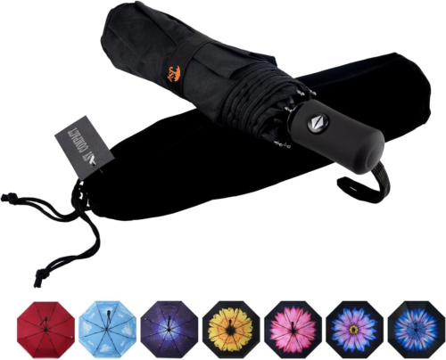 SY COMPACT Travel Umbrella Windproof Automatic Umbrellas-Factory Outlet black