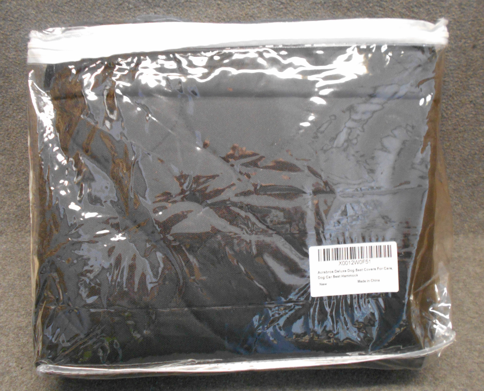 Acrabros Deluxe Black Quilted Dog Car Seat Cover - Hammock Version - New - NIP