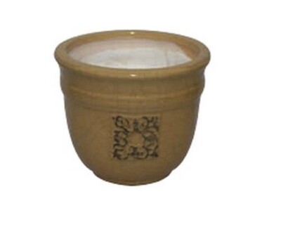 VASO IN TERRACOTTA MINUTI smaltato con effetto antichizzato Ø 17,5 x H. 14,5 cm