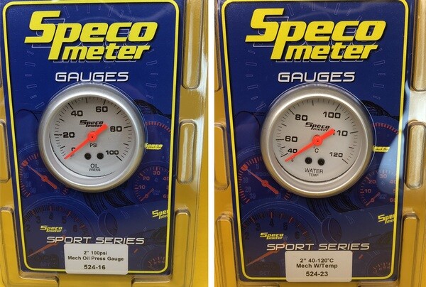 Mechanical Oil Press + Water Temp Gauges 0-100psi 40-120c Speco 52mm 2