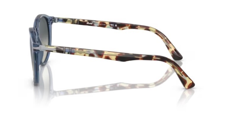 Pre-owned Persol 0po3152s 120271 Transparent Navy/greygradient Round 52mm Men's Sunglasses In Light Grey Gradient Dark Grey
