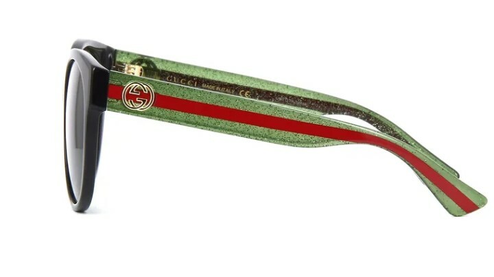 Pre-owned Gucci Gg0035sn 002 Black/black Green Round Women Sunglasses