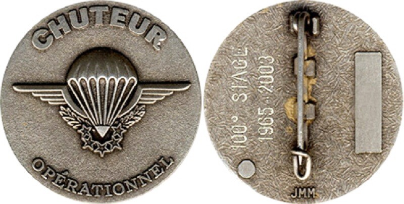 Chuteur OpÃ©Rationnel, 100Â° Stage 1965 - 2003, ArgentÃ©, MatriculÃ©, J.M.M. (1452)