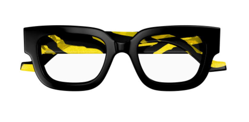 Pre-owned Gucci Gg1548o 006 Black/stripped Oversized Square Women Eyeglasses In Clear