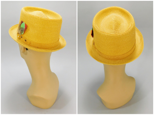 1950s-60s Vintage Milan Straw Porkpie Hat / Short Brim High Crown / Size 6-7/8