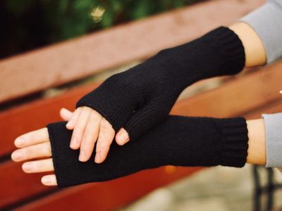 BLACK Pure Cashmere Fingerless Gloves, Knit Arm Warmers, Warm Soft Hand  Warmers