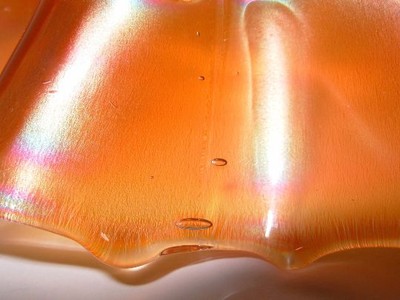 Diamond Dugan Carnival Glass Apple Blossom Bowl Marigold Orange Dish